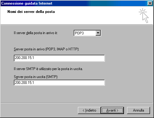 Outlook - Definizione Server SMTP e POP3